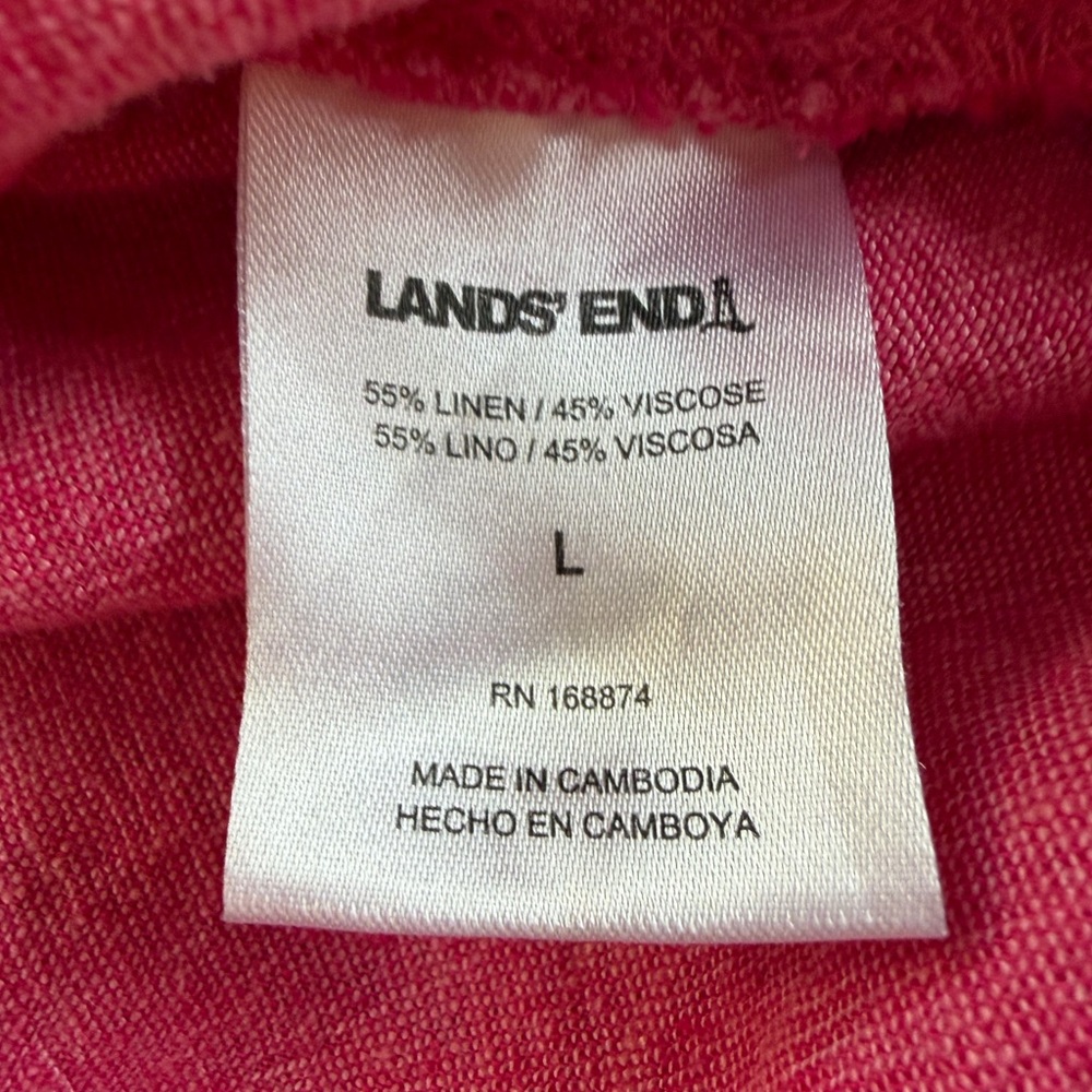 Lands' End Linen Tunic Top pink size L - Picture 7 of 8